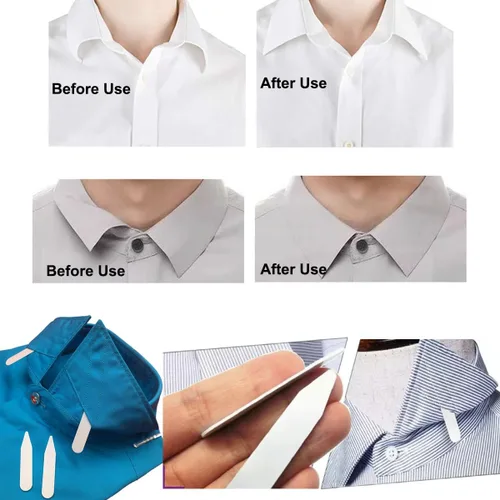 Miniatura 2 de Collar Stays, inserciones de cuello de camisa de vestir, 100 piezas para camisas de vestir para hombres, pestañas invisibles para el cuello, Blanco