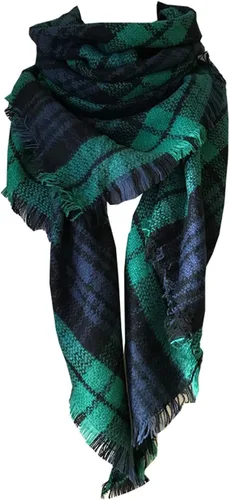 Wander Agio - Bufanda envolvente con diseño a cuadros o triangular para mujer, cálida y larga, de punto, sensación de cachemira, chal para el