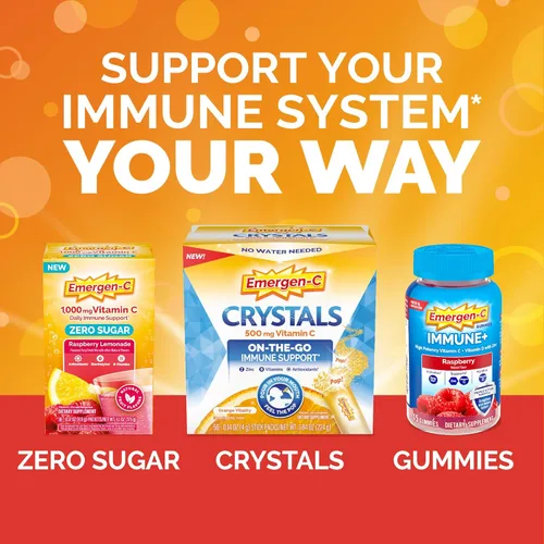 Miniatura 5 de Emergen-C Gomitas de vitamina C de 750 mg para adultos, gomitas de apoyo inmunológico, sin gluten, sabores de fresa, limón y arándanos, 45