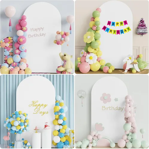 Miniatura 5 de Wokceer Cubierta de Fondo de Arco de Boda de 6 Pies, Spandex Ajustado Color Beige, Cubiertas de Arcos Chiara con Parte Superior Redonda