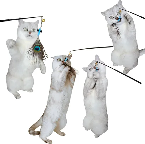 Miniatura 5 de miwoowim Juguetes interactivos para gatos, 10 piezas de juguetes retráctiles para gatos y juguetes de plumas, juguetes de enriquecimiento para gatos