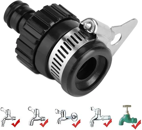 Miniatura 3 de Zerodis Conector universal de manguera de grifo, accesorio de conexión rápida de plástico negro para manguera de jardín, riego, lavadora a presión
