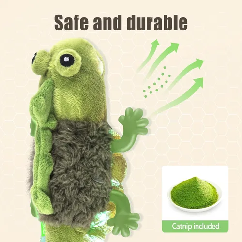 Miniatura 6 de Migipaws Juguetes para Gatos, Lagarto con Ala Que Despliega y Trino Activado por Toque para Gatito con Hierba Gatera para Gatos de Interior, Verde
