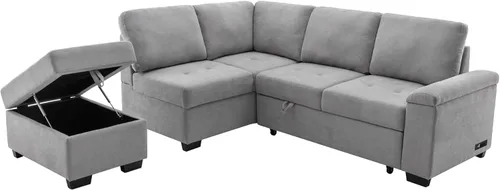 Miniatura 9 de LUMISOL Sofá cama modular reversible de 87 pulgadas de ancho, juego de muebles de sala de estar, sofá esquinero de 4 plazas con cama extraíble