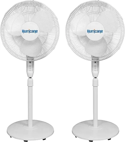 Miniatura 10 de Hurricane Ventilador de pedestal oscilante para el hogar y el dormitorio, 16 pulgadas supremo, blanco, ventilador eléctrico portátil de pie