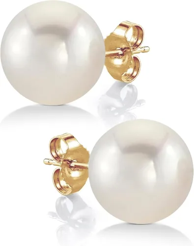 Miniatura 7 de THE PEARL SOURCE Round White Freshwater Real Pearl Earrings for Women - 14k Gold Stud Earrings Hypoallergenic Earrings with Genuine Cultured Pearls