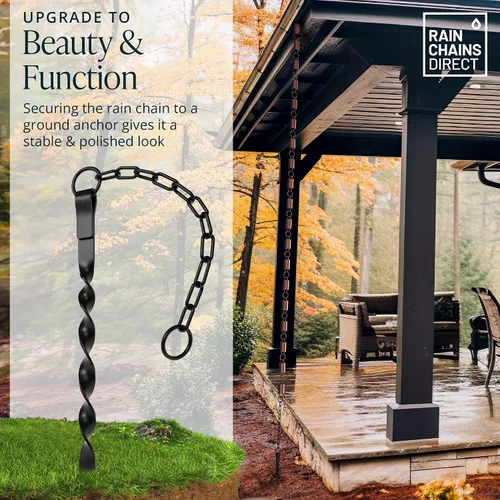 Miniatura 2 de Rain Chains Direct - Anclaje de tierra de cadena de lluvia/estaca - Aluminio - Recubierto de polvo negro - para cadenas de lluvia