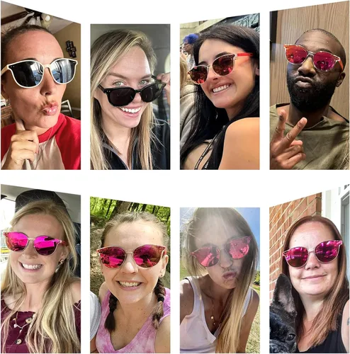 Miniatura 2 de Sumato - Lentes de sol para mujer ojo de gato rosado lentes espejados de moda con bloqueo UV400
