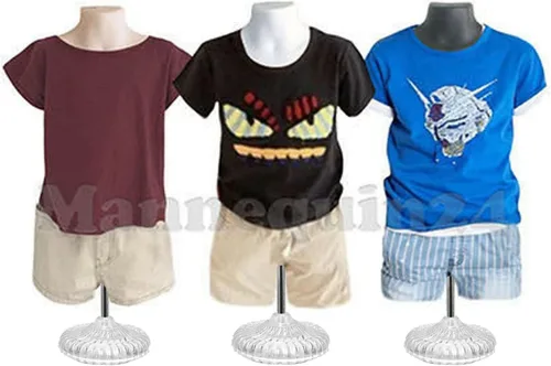 Miniatura 4 de Torso de maniquí infantil negro, forma de vestido con espalda hueca, con soporte acrílico para encimera o colgar, fácil de montar, tamaño 5T-7
