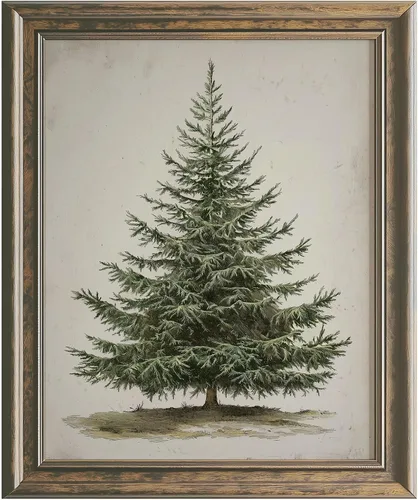 Impresión vintage de árbol de Navidad, arte rústico de árbol de invierno, 8 x 10 pulgadas sin marco multicolor/fantasía (Unframed Print)