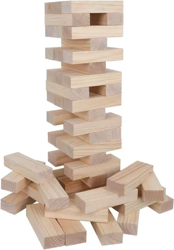 Miniatura 5 de Torre gigante (se apila hasta más de 4 pies), juego de apilamiento de bloques de madera de 54 piezas, juego para interiores y exteriores, para niños
