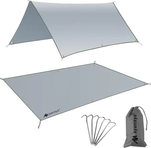 Miniatura 8 de AYAMAYA Tent Footprint, PU 3000 Waterproof Tent Ground Cloth Large Size for 2-8 Person Family Camping Tents Ground Sheet Mat with 6 Tent Stakes for