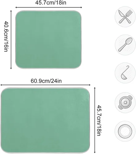 Miniatura 2 de Tapete de secado de platos grande verde salvia, extra grande para platos, accesorios de cocina, mostrador, almohadilla escurridor de platos