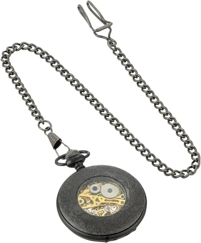 Miniatura 16 de ShoppeWatch Reloj de bolsillo para hombre con cadena Reloj de bolsillo vintage de cuerda a mano Reloj de bolsillo clásico con movimiento