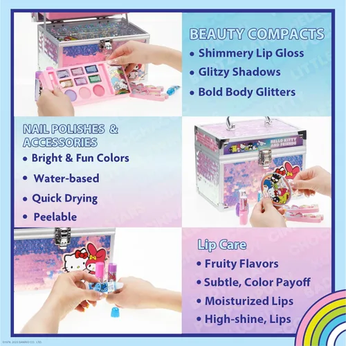 Miniatura 6 de Set de belleza de estuche de tren Barbie, kit de maquillaje para niñas, juego de maquillaje lavable real, maquillaje de juego, regalo de fiesta