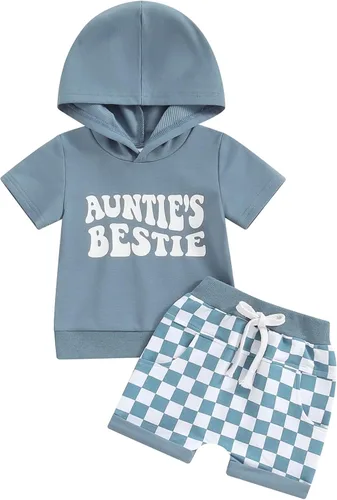 Mandizy Conjunto de camiseta de manga corta con capucha y pantalones cortos tipo cargo para niños pequeños