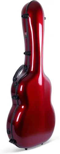 Miniatura 23 de Crossrock Air Carbon - Funda para guitarra clásica 4/4, carcasa rígida de fibra de carbono 100% con mochila y funda protectora, color rojo