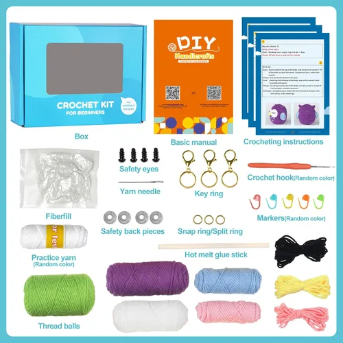 Miniatura 2 de YESJOLI Kit de ganchillo de animales para principiantes, kit de ganchillo y tejer para manualidades para mujeres adultas DIY con video tutorial paso