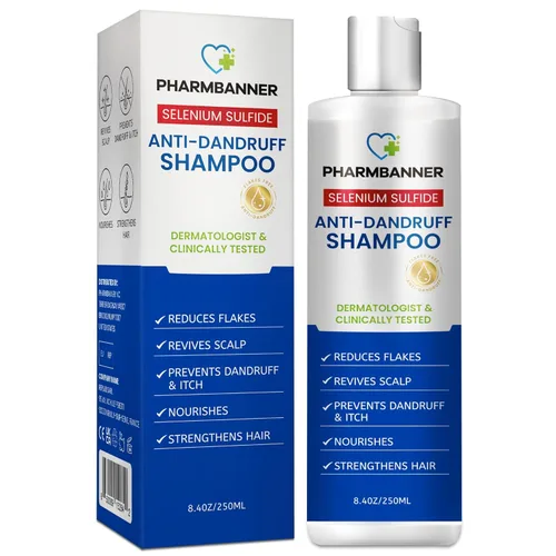 PHARMBANNER Champú anticaspa con sulfuro de selenio: para cuero cabelludo escamoso, picazón y alivio de la dermatitis seborreica - Aceite de mentol