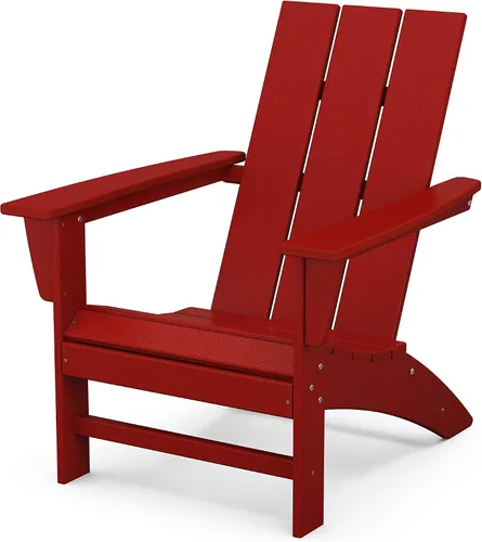 Miniatura 13 de Silla moderna tipo AD420SR de Adirondack de Polywood, Rojo atardecer, construcción duradera de polietileno de alta densidad, fácil montaje, Rojo