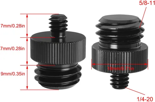 Miniatura 2 de Adaptador de tornillo de trípode roscado macho de 1/4 pulgadas a macho de 5/8 pulgadas LUORNG 2 piezas 1/4 a 5/8-11 convertidor de rosca de montaje