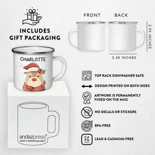 Miniatura 4 de Andaz Press Taza de café personalizada de acero inoxidable de 11 onzas, regalo de broma, oso de acuarela, 1 paquete, ideas personalizadas de taza