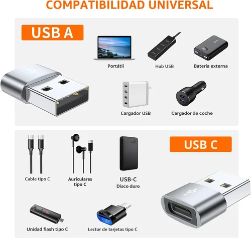 Miniatura 4 de JXMOX Adaptador USB C hembra a USB macho, paquete de 4, convertidor de cable de carga tipo C a USB A, compatible con iPhone 11, 12, 13, 14, 15, 16