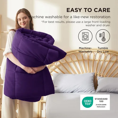 Miniatura 16 de Bedsure Relleno de edredón – Edredones acolchados tamaño King, edredón para todas las estaciones, ropa de cama alternativa de plumón suave, con 8