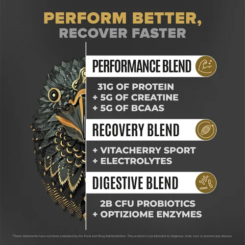 Miniatura 2 de BIRDMAN Falcon Performance - Proteína vegana en polvo, 31 g de proteína, 5 g de creatina, 5 g de BCAA, probióticos, electrolitos, pre-entrenamiento