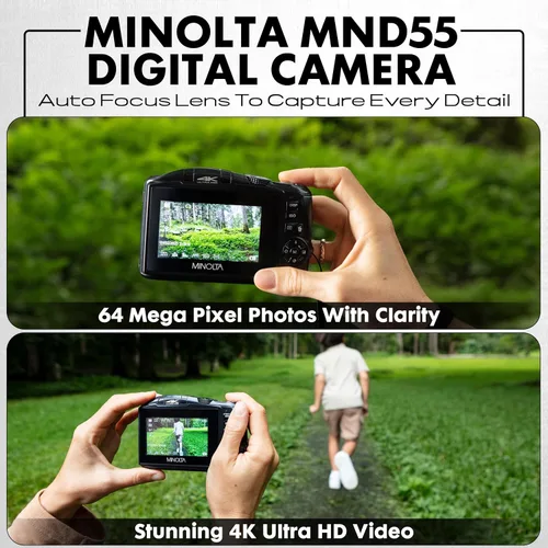 Miniatura 3 de Minolta Cámara digital de 64 MP, video 4K Ultra HD a 60 FPS, zoom digital de 16x, WiFi, sensor CMOS, pantalla LCD de 3 pulgadas, exposición Púrpura