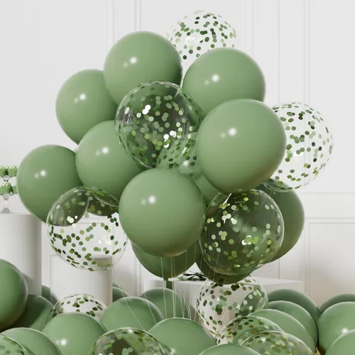 Miniatura 15 de AULE - Globos de fiesta (42 unidades), diseño de globos de látex y confeti y cintas de 64 ft, 12 pulgadas, set de decoración