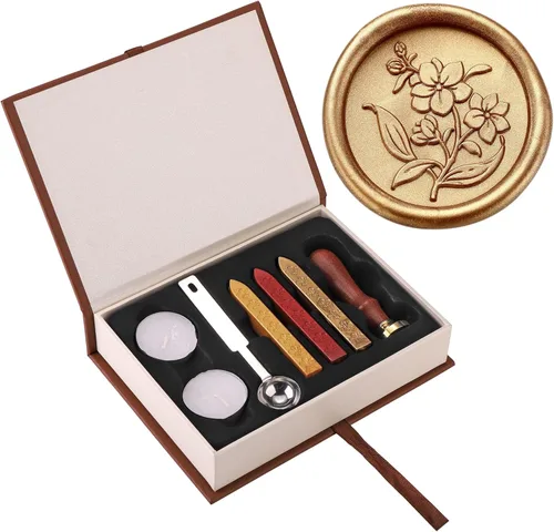 Miniatura 12 de Yoption Kit de sellos de cera, sello de corazón con varillas de cera de sellado doradas, rojas y plateadas, juego de caja de regalo