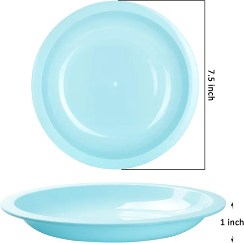 Miniatura 3 de Youngever Platos de plástico de 7.5 pulgadas, tamaño pequeño para niños, platos para niños, platos para aperitivos, juego de 9 (colores costeros)