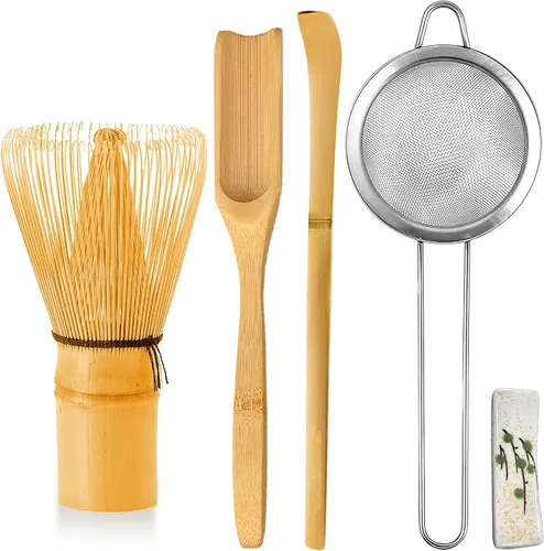 Miniatura 10 de Juego de 6 batidores de matcha, kit de herramientas de fabricación de matcha ceremonial japonés para batidor de bambú, cuchara de matcha, cuchara