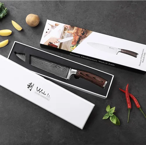 Miniatura 5 de Wakoli EDIB Cuchillo de chef Damasco – Cuchillo de cocina de estilo japonés de 7.9 pulgadas, hoja de acero de Damasco de 67 capas con núcleo VG10, 1