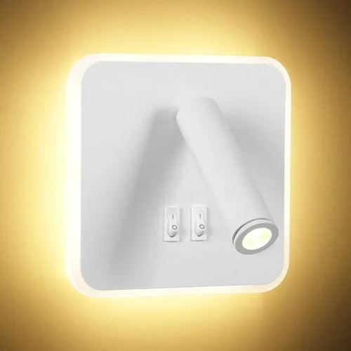 Miniatura 11 de Kawell Apliques de pared LED modernos 2 en 1 de 8 W con interruptor, foco de pared de lectura ajustable de 3 W, cableado interior para dormitorio