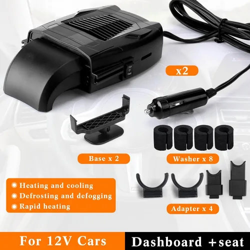 Miniatura 3 de Baquler 2 Piezas 12 V 150 W Calentador de Coche Ventilador Invierno Desempañador y Descongelador de Parabrisas Calentadores de Asiento 2 en 1
