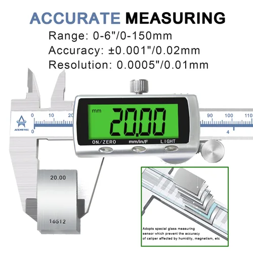 Miniatura 2 de Herramienta de medición electrónica de calibrador digital, pinza de medición digital Vernier en pulgadas/milímetro/fracción para joyería-Calibre