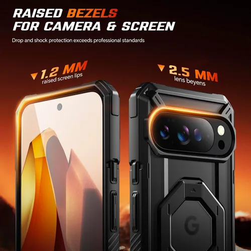 Miniatura 7 de TONGATE Funda para Pixel 10 Pro XL con soporte magnético giratorio de 360°, compatible con MagSafe, protector de pantalla de privacidad, funda