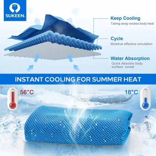 Miniatura 5 de Sukeen Toalla de enfriamiento (40 x 12 pulgadas), toalla de hielo suave y transpirable, toalla de microfibra para yoga, deporte, correr, gimnasio