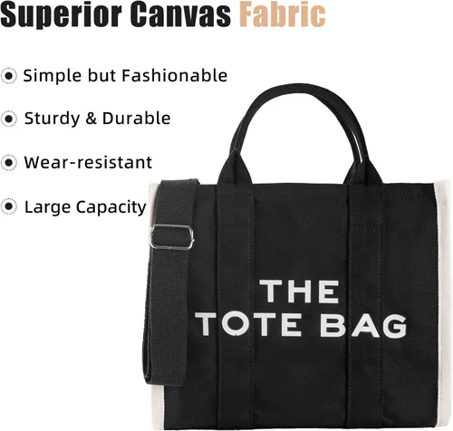 Miniatura 2 de The Tote Bag for Women, CanvasLeather Tote Purse Crossbody Bags with Zipper Sturdy HandBag for School, Travel