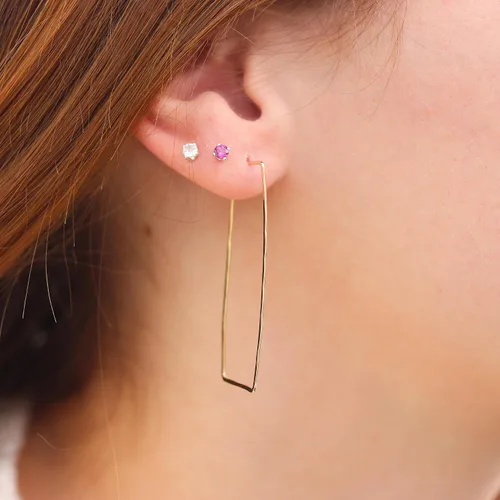 Miniatura 56 de Aretes de aro finos martillados, elegantes plata esterlina geométrica sólida, relleno de oro y relleno de oro rosa; para mujer por Lotus Stone