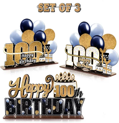 Miniatura 134 de LINGTEER Feliz 10º Cumpleaños Juego de Centros de Mesa de Acrílico Azul para Mesa - Brindemos por Diez Años Decoraciones de Regalo de Fiesta de 10º