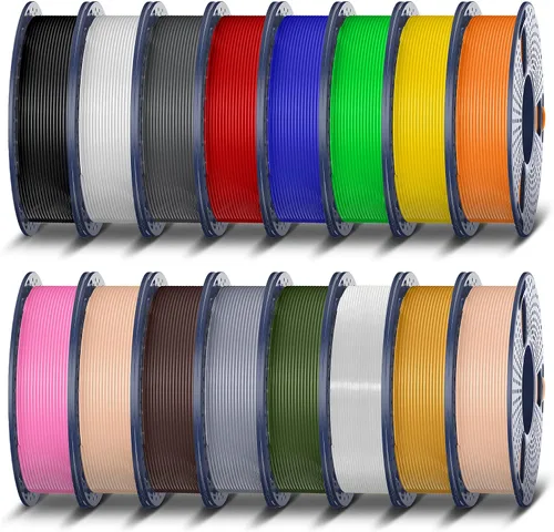 TECBEARS Paquete de filamentos de ácido poliláctico (PLA), 8.82 oz/carrete, 16 colores, 8.8 lbs en total, Amarillo