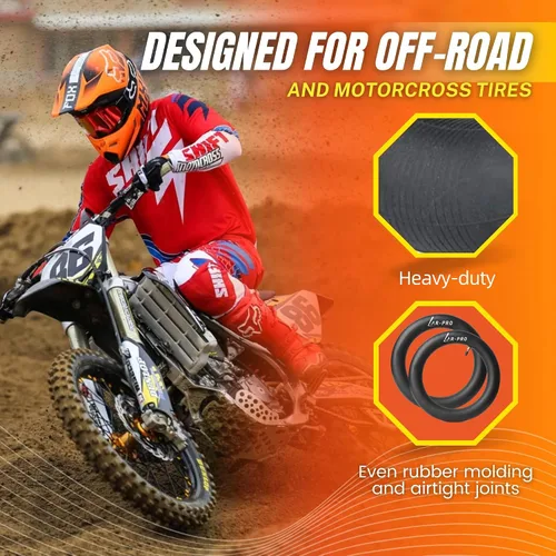 Miniatura 2 de Paquete de 2 tubos interiores de motocicleta 100/90-19 (4.10 x 19), tubos de goma natural para motocross de 19 pulgadas, tubos resistentes a