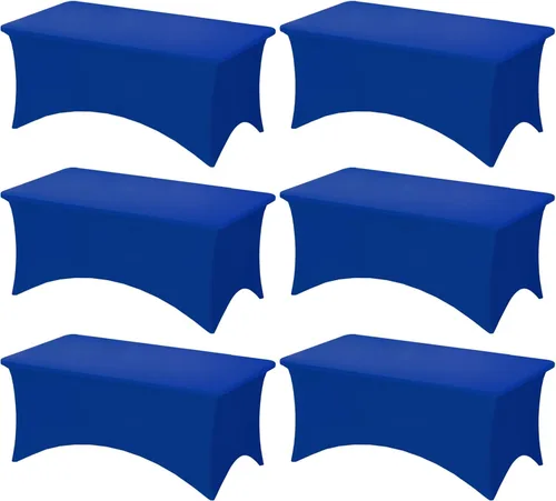 Miniatura 52 de Fixwal Paquete de 3 Manteles Negros para Mesas Rectangulares de 6 Pies, Manteles Rectangulares Elásticos de Spandex Ajustables de 6 Pies