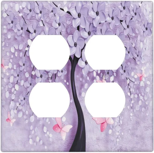 Miniatura 83 de Cubierta para Interruptor de Luz Árbol Morado 3D de 2 Gang Placa de Pared Placa de Interruptor de Luz Doble Toggle Cubiertas Decorativas
