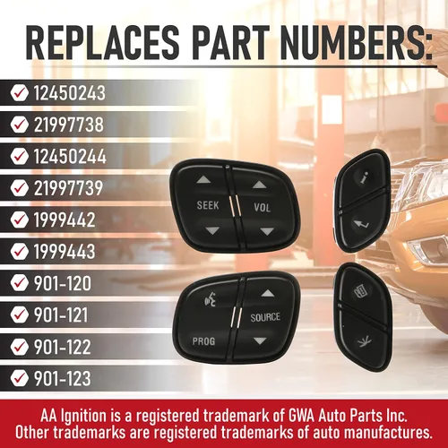 Miniatura 3 de Kit de reemplazo de interruptor de control de volante - Compatible con Buick, Cadillac, Chevy, GMC - Silverado, Sierra, Tahoe, Yukon, Trailblazer