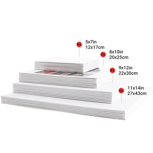 Miniatura 3 de Neliblu Lienzos blancos para pintar, paquete de 30, tableros de lienzo de pintura de algodón surtido para pintura al óleo y acrílica, lienzo