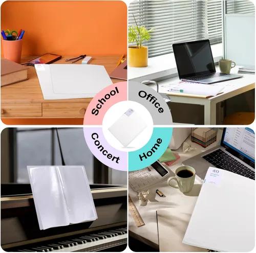Miniatura 5 de Organizador de carpeta portafolio de 60 bolsillos Phyxin, protectores de hojas para carpeta de 8.5" x 11", carpeta de plástico que muestra 120 Blanco
